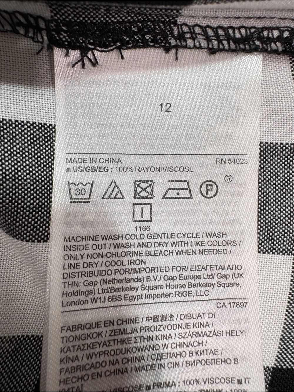 Banana‎ Republic Buffalo Check Sleeveless Cinch Waist Shirt Dress Black White 12